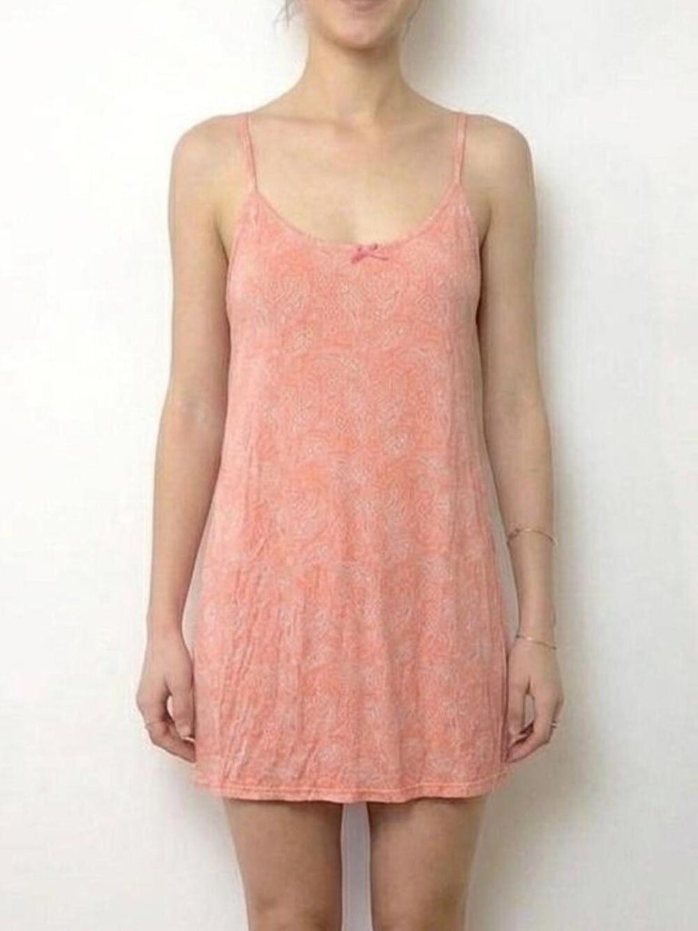 Women’s Mini Slip Dress Pink Paisley Print Pyjamas Coquette Fairy Whimsigoth